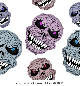 Hand drawn smiling reaper monster pattern with halloween spooky creature theme. Vector illustration drawing for print and fashion artistic wrapping trendy popular in october.