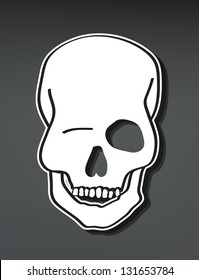 Hand Drawn smiling skull with 3d depth, vector illustration