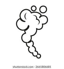 Sopro de fumaça desenhado à mão com contorno de bolhas 