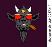 Hand drawn Smoking Goat Head 