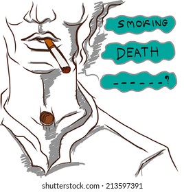 hand drawn smoking man vector