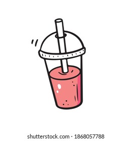 Hand drawn smoothie cocktail element. Doodle sketch style. Smoothie element drawn by digital brush-pen. Illustration for icon, sticker design.