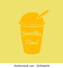 Hand drawn smoothie to go cup illustration and smoothie time lettering Vector