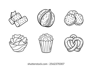 Hand Drawn Snack Food Design Elements.