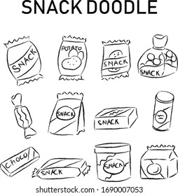 hand drawn snack pack doodle