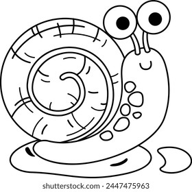 Hand drawn snail character illustration, vector