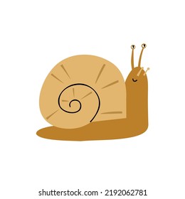Hand drawn snail in flat style. vector children's illustration.