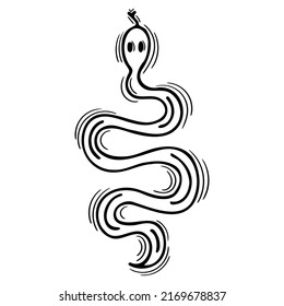 Hand drawn snake. Animal silhouette. Element of esotericism, witchcraft, mysticism. Vector illustration