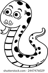 Hand drawn snake character illustration, vector