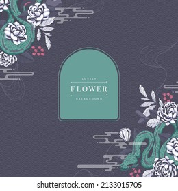 hand drawn snake and flower background