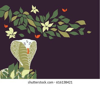 Hand Drawn Snake and Flowers