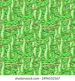 Hand drawn snake pattern, viper, python, anaconda, boa constrictor, cobra, seamless pattern, fabric, textile, wrapping paper, cover, banner, interior decor, vector