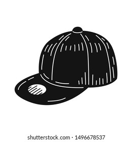 Hand drawn Snapback isolated on a white. Vector illustration.