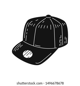 Hand drawn Snapback isolated on a white. Vector illustration.