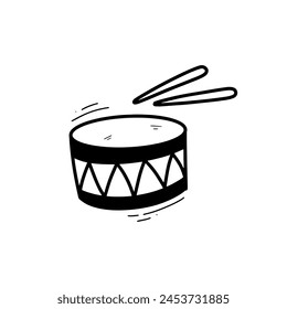 Hand Drawn Snare Drum. Doodle Vector. Isolated on White Background - EPS 10 Vector