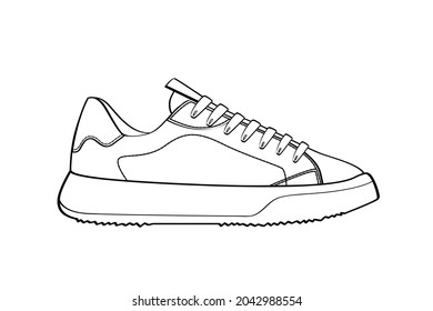 Hand drawn sneaker, gym shoes. Doodle vector illustration.