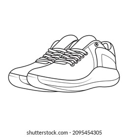 Hand Drawn  sneaker outline. drawing vector, black line sneaker. vector Illustration.