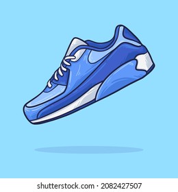 hand drawn sneakers cartoon blue Color. cartoon vector style 