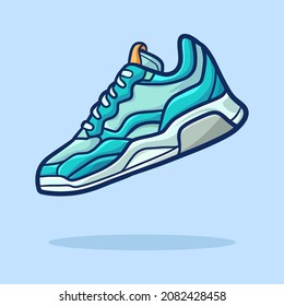 hand drawn sneakers cartoon green color. cartoon vector style. vector illustration