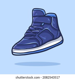 hand drawn sneakers cartoon orange white blue navy color. cartoon vector style. vector illustration