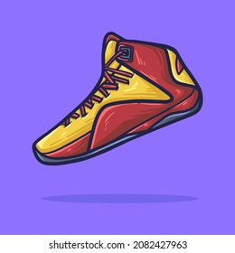 hand drawn sneakers cartoon yellow and red color. cartoon vector style. vector illustration