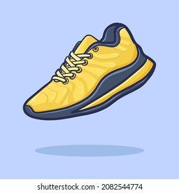 hand drawn sneakers cartoon yellow color. cartoon vector style. vector illustration