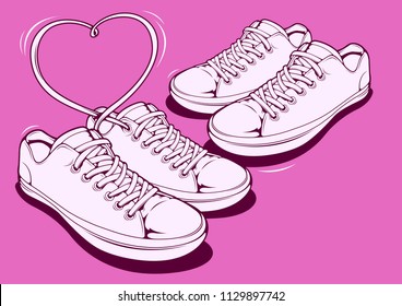 Hand drawn Sneakers, graphic vector illustration.