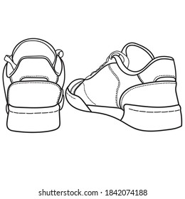 Hand drawn sneakers, gym shoes. Doodle vector illustration.