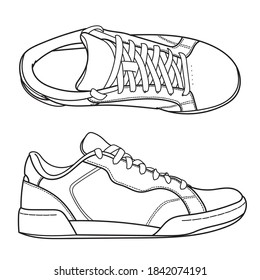 Hand drawn sneakers  gym shoes  Doodle vector illustration 