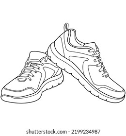 Hand drawn sneakers, gym shoes. Doodle vector illustration.	3D view