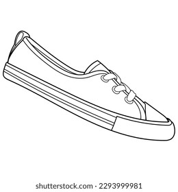 hand drawn sneakers, gym shoes, top view. Image in different views - front, back, top, side, sole and 3d view. Doodle vector illustration.	
