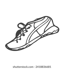 hand drawn sneakers, gym shoes, side and sole view.