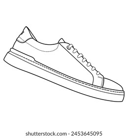 zapatillas de deporte dibujadas a mano, zapatos de gimnasio, vista superior. Imagen en diferentes vistas: frontal, posterior, superior, lateral, suela y vista 3d. Ilustración vectorial de garabatos.	
