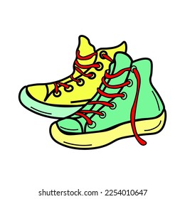 Hand drawn sneakers on white background. Vector illustration. Sneakers. Flat vector icon isolated 