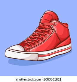 zapatillas dibujadas a mano de color rojo vectorial y blanco. estilo vectorial de dibujos animados. estilo de vida. ilustración vectorial