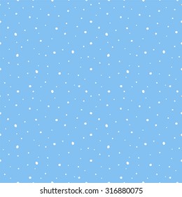 Hand Drawn Snow Seamless Pattern. Doodle Winter Sky Background. Vector Illustration