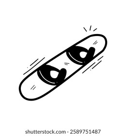 Hand Drawn Snowboard Illustration. Doodle Vector. Isolated on White Background - EPS 10 Vector