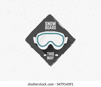Hand drawn Snowboarding extreme logo and label templates. Unusual Winter snowboard sport sticker. Emblem and icon. Mountain Adventure insignia, symbol and element Vector vintage style. Retro design.