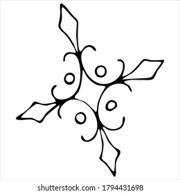 hand drawn snowflake cute winter doodle coloring book doodle style vector element
