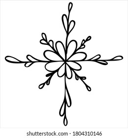 hand drawn snowflake cute winter doodle coloring book doodle style vector element