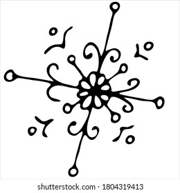 hand drawn snowflake cute winter doodle coloring book doodle style vector element