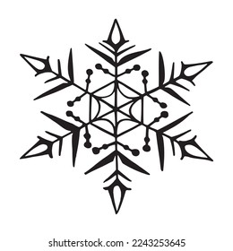 Hand drawn snowflake outline variation logo. Simple winter snow flake sketch pen drawing illustration icon. Abstract season crystal shape object symbol. Frost snow fall from a sky silhouette icon. 