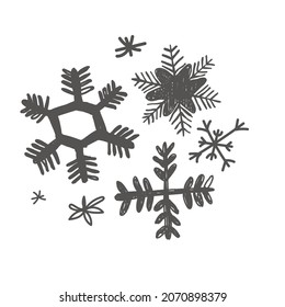 Handgezeichnete Schneeflocken-Skizze doodle-Illustration. Handgezeichnetes Winterweihnachtskonzept.