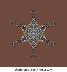  Hand drawn snowflake. Template for cover, poster, t-shirt or tattoo. Vector illustration.