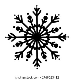 Hand drawn snowflake vector black silhouette