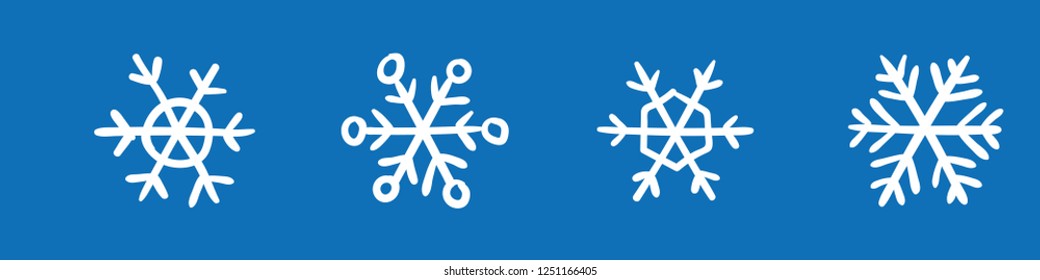 Hand drawn snowflake vector icon collection, winter snow symbol