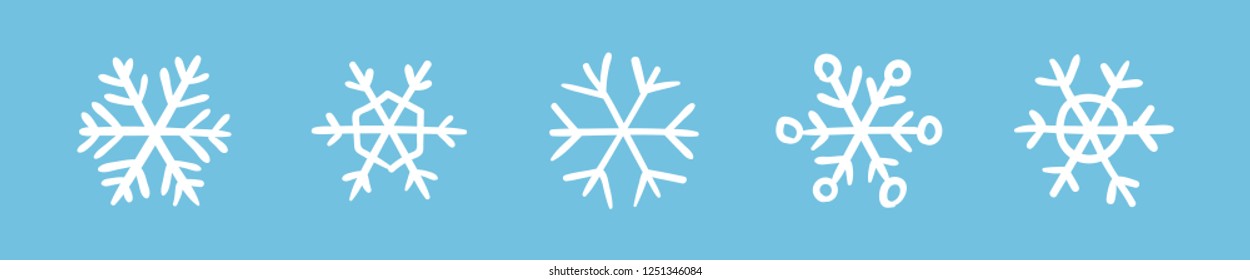 Hand drawn snowflake vector icon collection, winter snow symbol