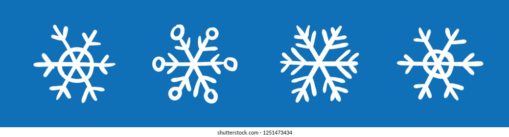 Hand drawn snowflake vector icon collection, winter snow symbol