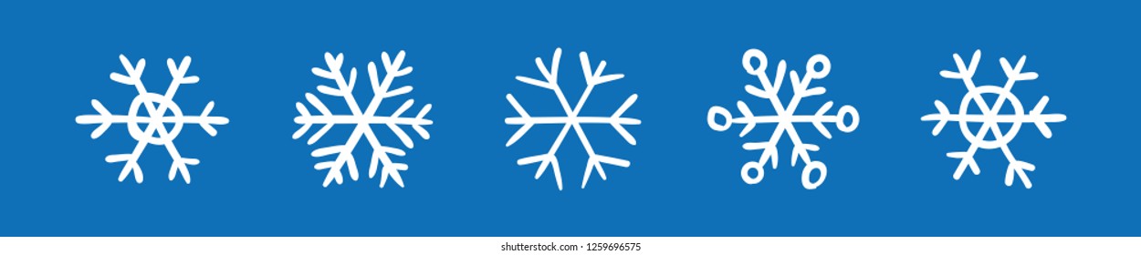 Hand drawn snowflake vector icon collection, winter snow symbol