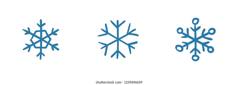 Hand drawn snowflake vector icon collection, winter snow symbol